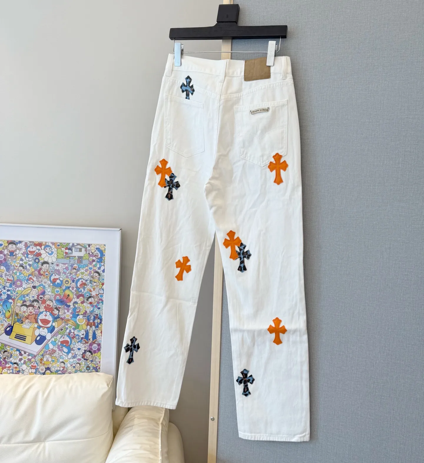 P240 model number: D330 Chrome Hearts Chrome Hearts straight casual white leather jeans SIZE #28-34